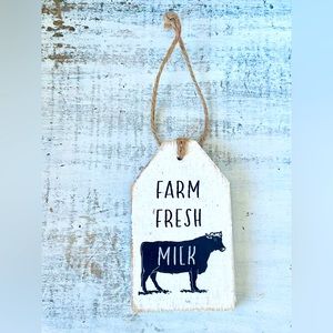 *Farm Fresh Milk Cow Wood Tag Ornament